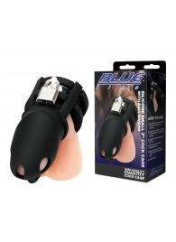 Черная клетка для пениса Silicone Small 2 in Cock Cage With Ball Divider - BlueLine - купить с доставкой в Подольске