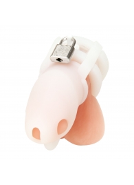 Белая клетка для пениса Silicone Small 2 in Cock Cage With Ball Divider - BlueLine - купить с доставкой в Подольске
