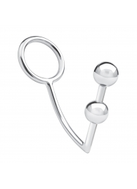 Кольцо на пенис с анальным стимулятором Two Bead Stainless Steel Anal Hook   Cock Ring - BlueLine - в Подольске купить с доставкой