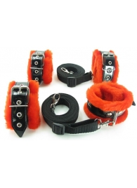 Набор на кровать с красным мехом BDSM Light - БДСМ Арсенал - купить с доставкой в Подольске