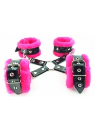 Набор фиксаторов краб с розовым мехом BDSM Light - БДСМ Арсенал - купить с доставкой в Подольске