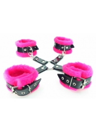 Набор фиксаторов краб с розовым мехом BDSM Light - БДСМ Арсенал - купить с доставкой в Подольске