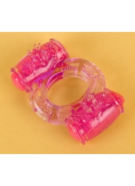 Фиолетовое виброкольцо с двумя вибропульками - Toyfa Basic - в Подольске купить с доставкой