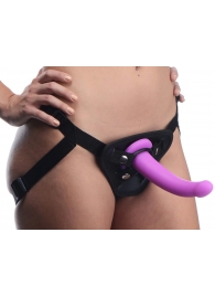 Лиловый поясной страпон Navigator Silicone G-Spot Dildo with Harness - 17,8 см. - XR Brands - купить с доставкой в Подольске
