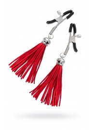 Зажимы на соски «Прищепки» с красными кисточками из замши - Pecado - купить с доставкой в Подольске