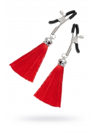 Зажимы на соски «Прищепки» с красными кисточками из шелка - Pecado - купить с доставкой в Подольске
