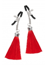 Зажимы на соски «Прищепки» с красными кисточками из шелка - Pecado - купить с доставкой в Подольске