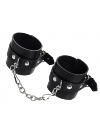 Черные однослойные наручники из натуральной кожи с цепочкой - Pecado - купить с доставкой в Подольске