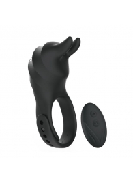 Черное эрекционное кольцо Usagi с ушками и пультом ДУ - BeYourLover - в Подольске купить с доставкой