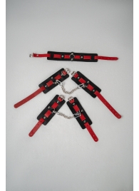 Черно-красный набор фиксаций: наручники, оковы и ошейник - Crazy Handmade - купить с доставкой в Подольске