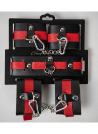 Черно-красный набор фиксаций: наручники, оковы и ошейник - Crazy Handmade - купить с доставкой в Подольске