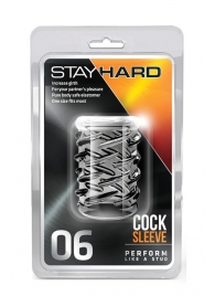 Прозрачная насадка с объёмными чёрточками STAY HARD COCK SLEEVE 06 CLEAR - Blush Novelties - в Подольске купить с доставкой