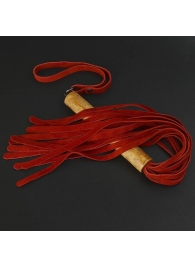 Красная велюровая плеть с деревянной рукоятью - 44 см. - Sitabella - купить с доставкой в Подольске