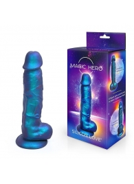 Синий фаллоимитатор с шиммером - 17 см. - Bior toys