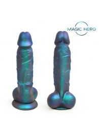 Синий фаллоимитатор с шиммером - 17 см. - Bior toys