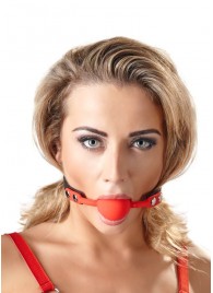 Силиконовый кляп-шар на чёрных ремешках Red Gag silicone - Orion - купить с доставкой в Подольске