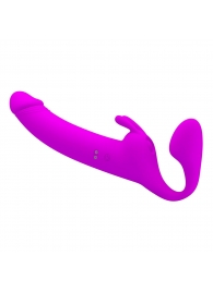 Лиловый безремневой страпон с вибрацией Zanini - Baile - купить с доставкой в Подольске