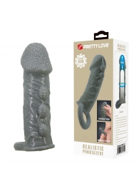 Серая насадка Jaylen с подхватом мошонки и наростами - 14 см. - Baile - в Подольске купить с доставкой