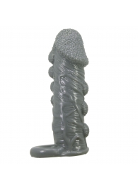 Серая насадка Jaylen с подхватом мошонки и наростами - 14 см. - Baile - в Подольске купить с доставкой