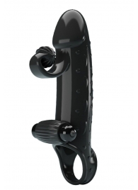 Черная вибронасадка на пенис с подхватом мошонки - 20 см. - Baile - в Подольске купить с доставкой