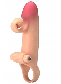 Телесная вибронасадка на пенис с подхватом мошонки - 20 см. - Baile - в Подольске купить с доставкой