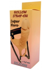 Телесный полый страпон на ремешках - 16,5 см. - Boys of Toys - купить с доставкой в Подольске