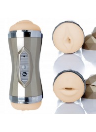 Двусторонний мастурбатор с вибрацией Double Delight - вагина и ротик - Boys of Toys - в Подольске купить с доставкой