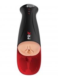 Телесный мастурбатор-вагина в черной колбе с вибрацией Fuck-O-Matic Pro XL - Pipedream - в Подольске купить с доставкой