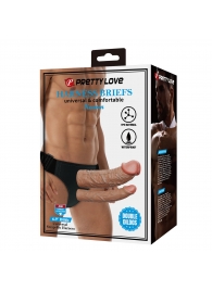 Темно-бежевый фаллопротез для двойного проникновения - 17,5 см. - Baile - купить с доставкой в Подольске