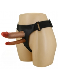 Темно-бежевый фаллопротез для двойного проникновения - 17,5 см. - Baile - купить с доставкой в Подольске