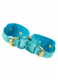 Голубые двуслойные кожаные оковы - Pecado - купить с доставкой в Подольске