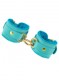 Голубые двуслойные кожаные наручники-браслеты - Pecado - купить с доставкой в Подольске