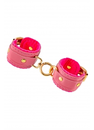 Розовые двуслойные кожаные наручники-браслеты - Pecado - купить с доставкой в Подольске