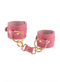 Розовые однослойные кожаные наручники - Pecado - купить с доставкой в Подольске