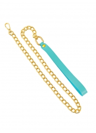 Голубой кожаный поводок с карабином для ошейника - 80 см. - Pecado - купить с доставкой в Подольске