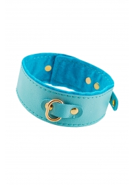 Голубой двуслойный кожаный ошейник с подкладкой из фетра - Pecado - купить с доставкой в Подольске