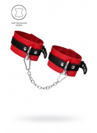Красно-черные мягкие оковы с одним ремешком и люверсами - Pecado - купить с доставкой в Подольске