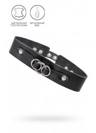 Черный чокер-ошейник со связанными кольцами на подложке - Pecado - купить с доставкой в Подольске