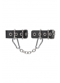Черные кожаные наручники-браслеты из одного ремешка с люверсами - Pecado - купить с доставкой в Подольске