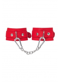 Красные кожаные наручники-браслеты со скруглёнными углами - Pecado - купить с доставкой в Подольске