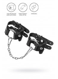 Черные кожаные наручники-браслеты из двух ремешков - Pecado - купить с доставкой в Подольске