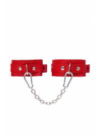 Красные кожаные узкие оковы со скруглёнными углами - Pecado - купить с доставкой в Подольске