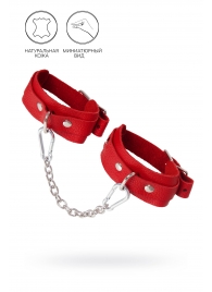 Красные кожаные узкие оковы со скруглёнными углами - Pecado - купить с доставкой в Подольске