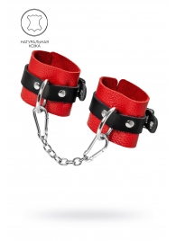 Красно-черные мягкие наручники с одним ремешком с люверсами - Pecado - купить с доставкой в Подольске