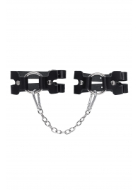 Черные кожаные оковы из двух ремешков - Pecado - купить с доставкой в Подольске