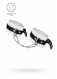 Бело-черные мягкие оковы с одним ремешком и люверсами - Pecado - купить с доставкой в Подольске
