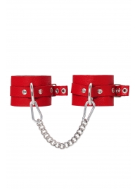 Красные мягкие кожаные оковы с люверсами - Pecado - купить с доставкой в Подольске