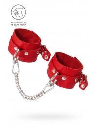 Красные мягкие кожаные оковы с люверсами - Pecado - купить с доставкой в Подольске