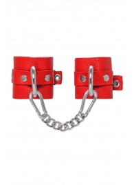 Красные мягкие кожаные наручники с люверсами - Pecado - купить с доставкой в Подольске