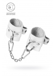 Белые мягкие кожаные наручники с люверсами - Pecado - купить с доставкой в Подольске